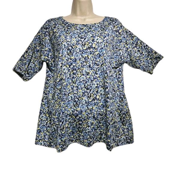 J Jill Womens SZ M Luxe Supima Tee Ditzy Floral Cottagecore Feminine Classic - Picture 1 of 7